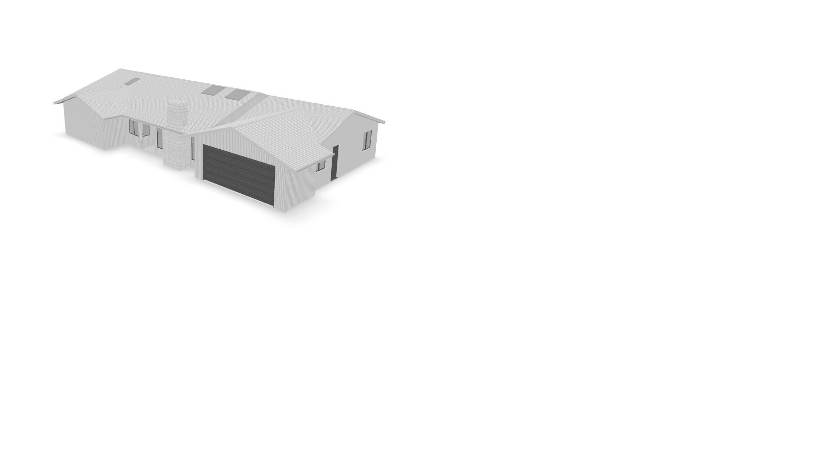 Orbitable 3D model of a single-storey residence, drawn from its as-built set